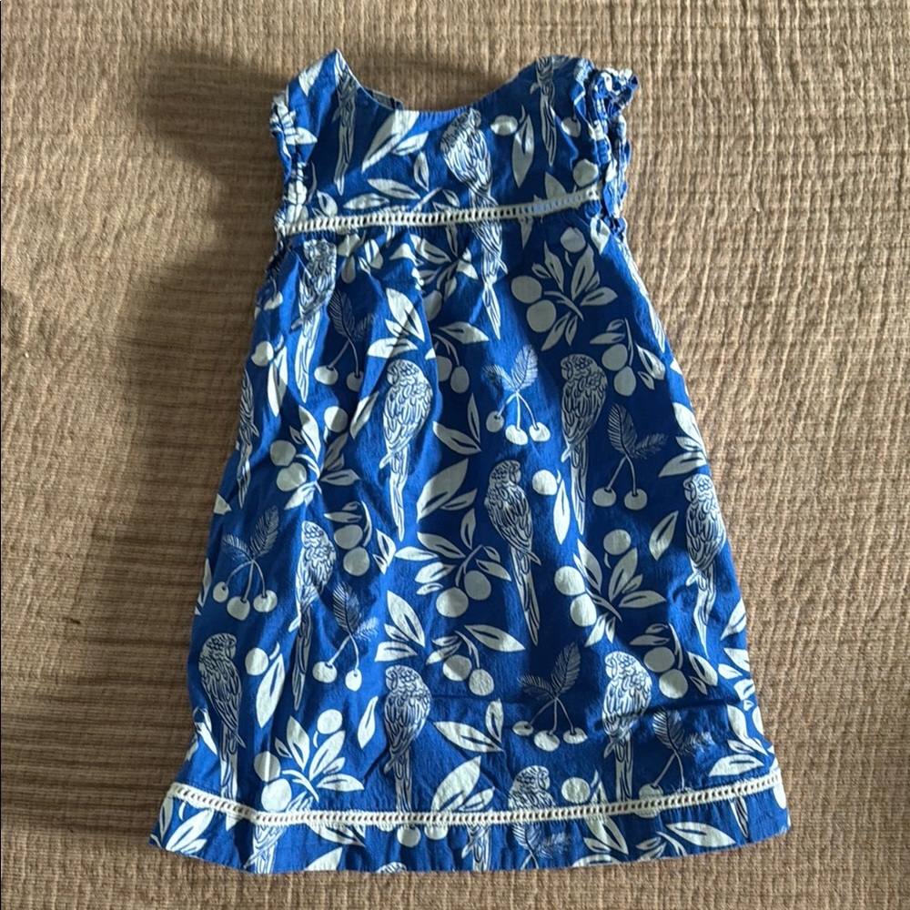 Blue Parrot Print Girls Sundress